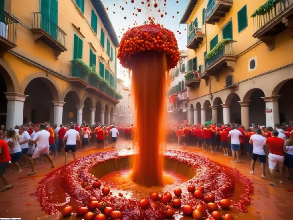 Documentar alegría celebraciones globales en Festival de la Tomatina en Buñol, España