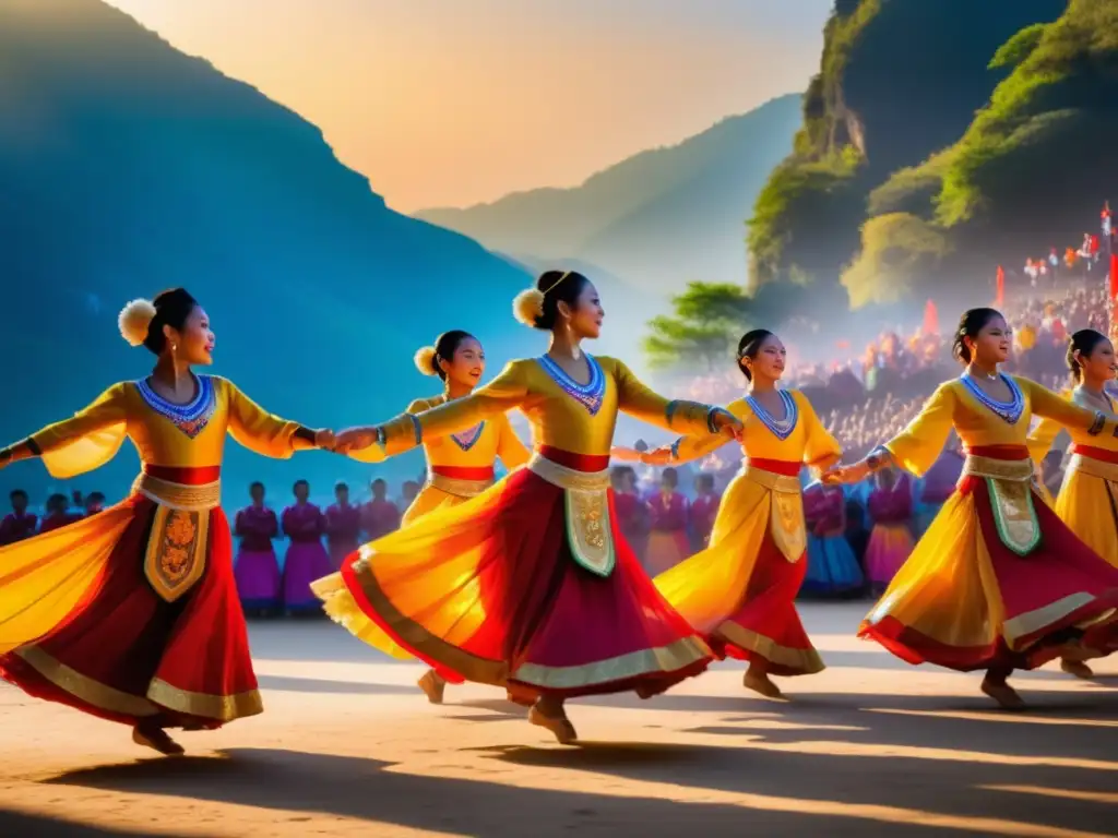 Festival tradicional: danza, trajes, energía y belleza en paisaje idílico