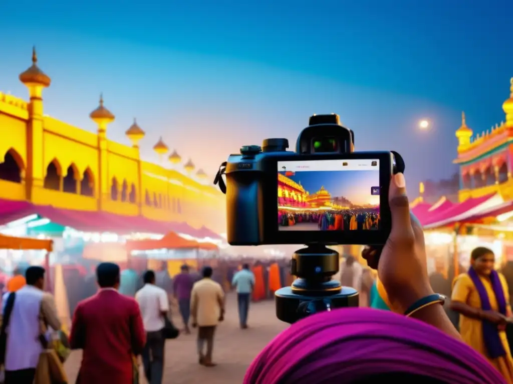 Tecnología en fotografía de festivales tradicionales con atmósfera mágica