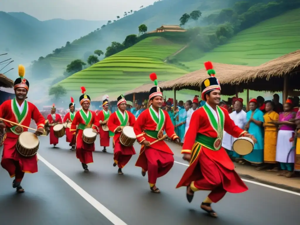 Importancia de fotografía en festivales tradicionales: imagen cautivadora de festival tradicional con vibrantes colores, música y cultura