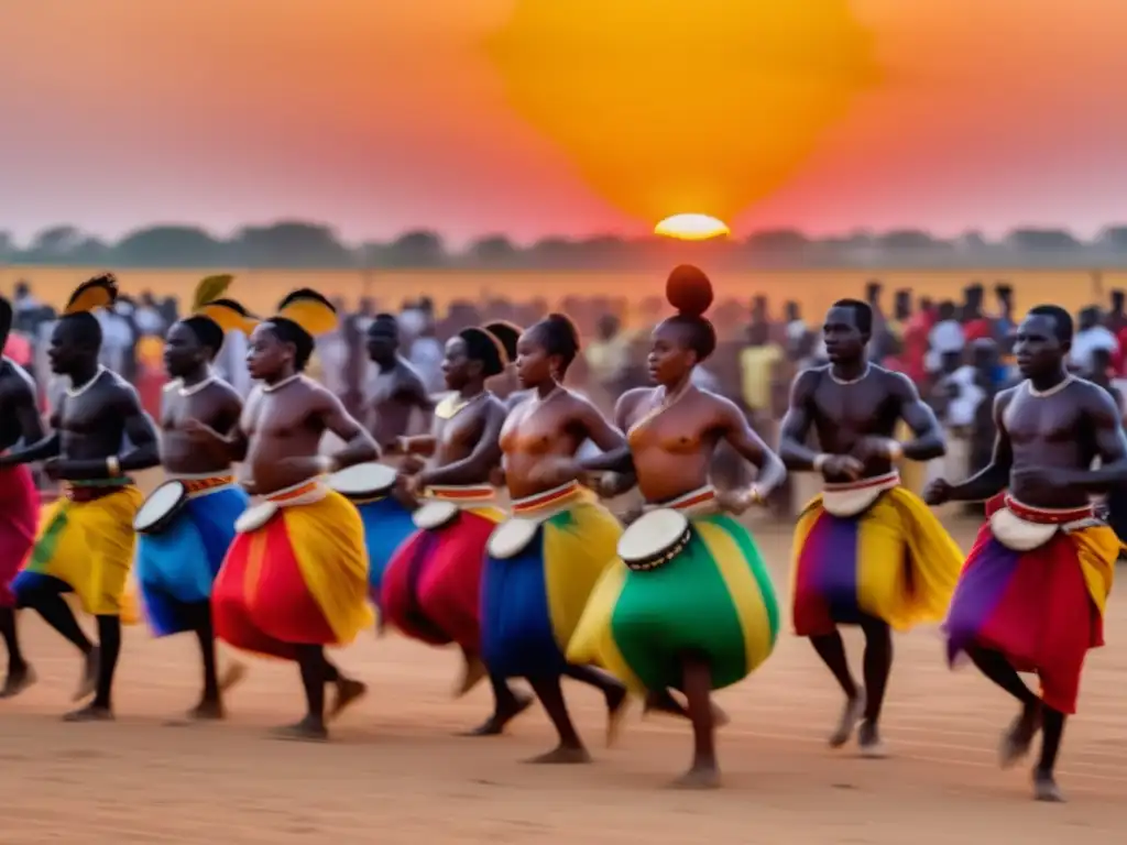 Festival Vodoun en Benin: danzas, rituales y espiritualidad ancestral en un campo iluminado al atardecer