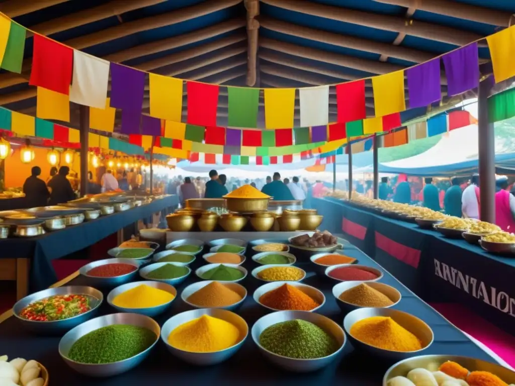 Descubre festivales tradicionales internacionales en un vibrante mercado lleno de comida y celebración