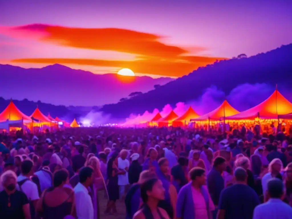 Fotografía Infrarroja en Festivales: Esencia capturada al atardecer, con colores vibrantes y belleza etérea