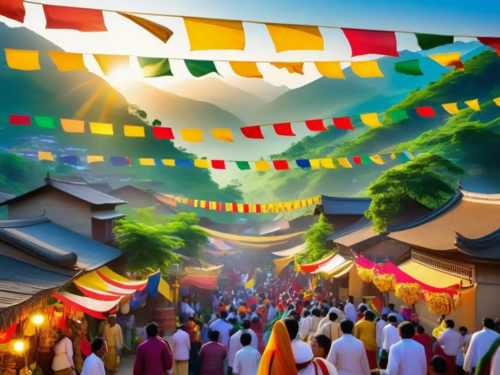 Festival tradicional muestra participación comunitaria en encantador pueblo rodeado de montañas verdes