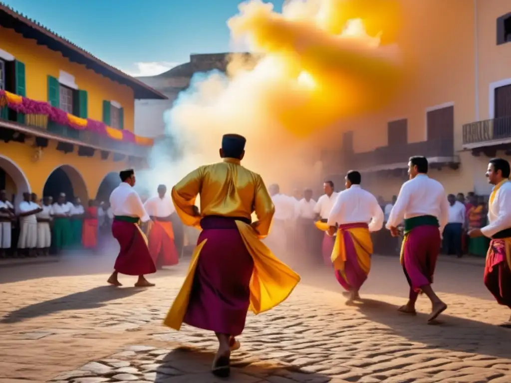 Hombres en festividades tradicionales: un momento mágico de danza y tradición en una vibrante celebración cultural