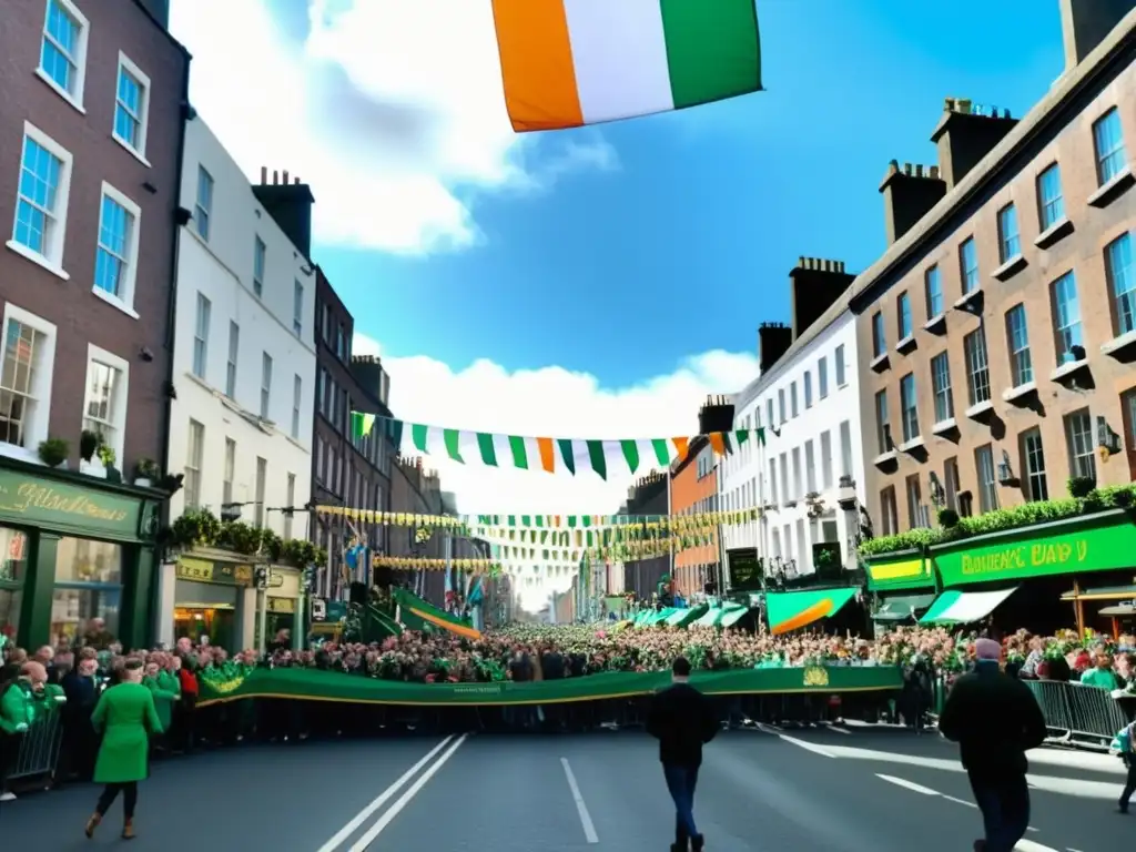 Festividades de San Patricio en Dublin, con danzas tradicionales, música y ambiente festivo