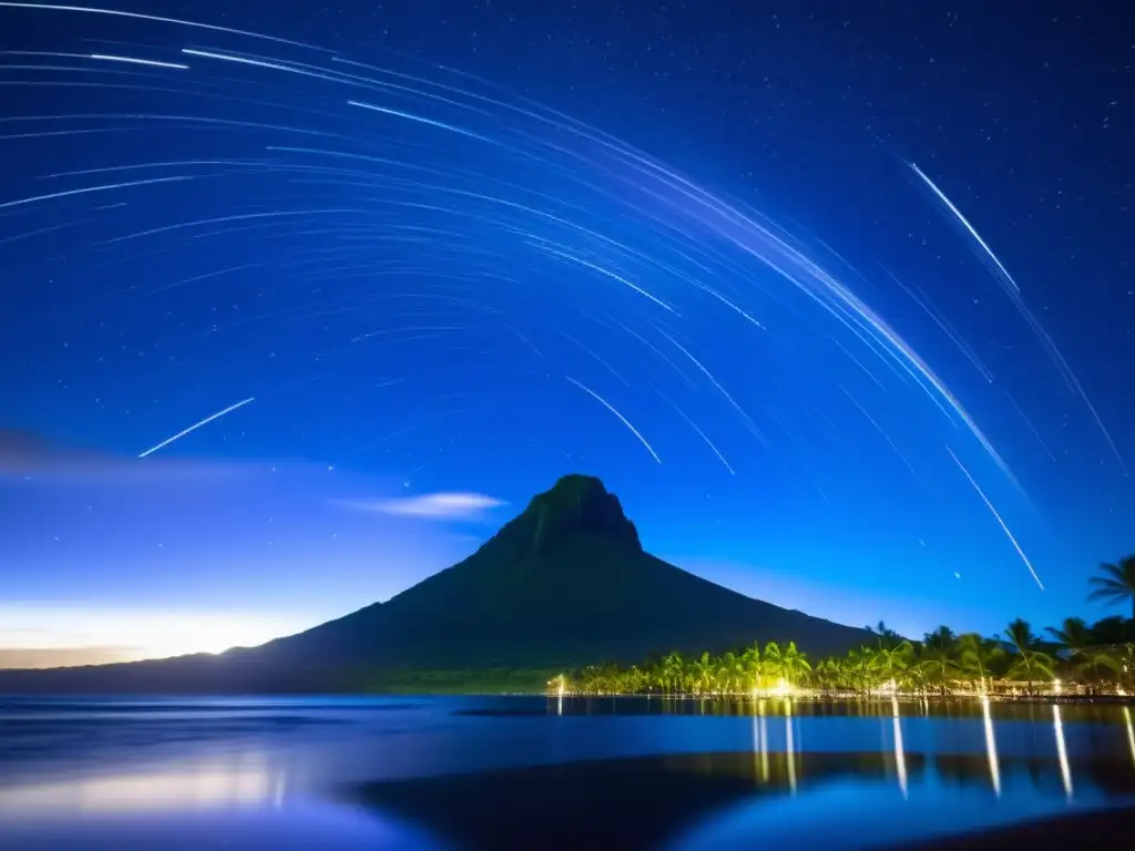 Festival Lluvia Meteoritos Micronesia: Cielo estrellado, meteoro y magia celeste