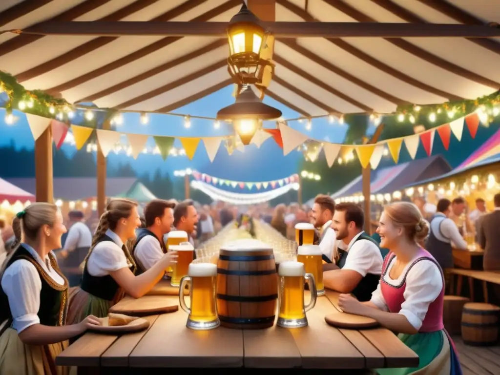 Escena festiva en un festival de cerveza en Alemania - Rituales de bebidas festivales Alemania