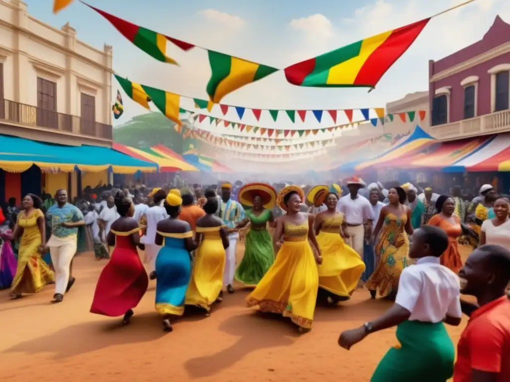 Celebración de la Fiesta de la Independencia de Ghana: escena vibrante y etérea que captura el espíritu de la celebración