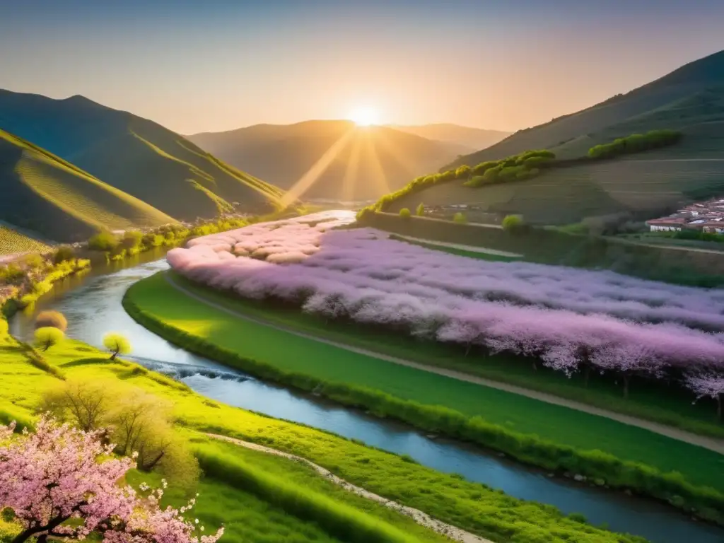 Festival cerezo en flor Valle del Jerte: Fiesta mágica con campos de cerezos en flor, río brillante y paisaje pintoresco