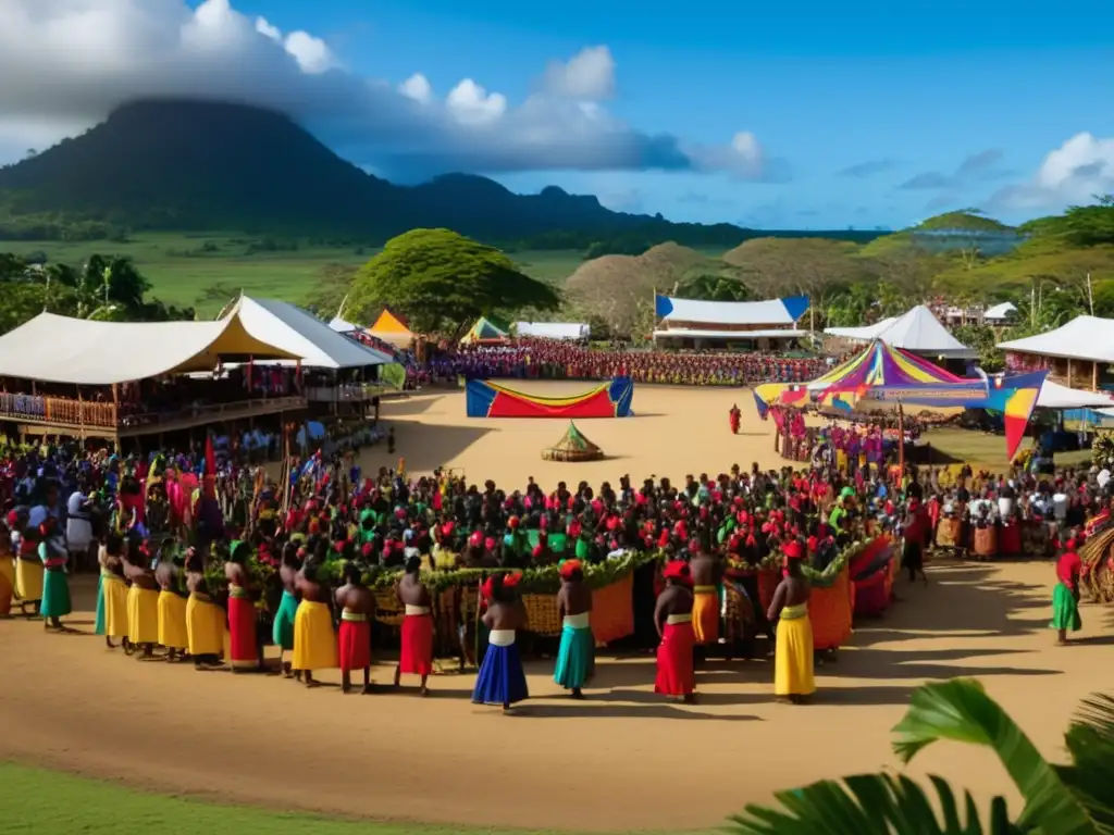 Festival de la Cosecha en Vanuatu: tradiciones y cultura en una vibrante plaza llena de color y alegría