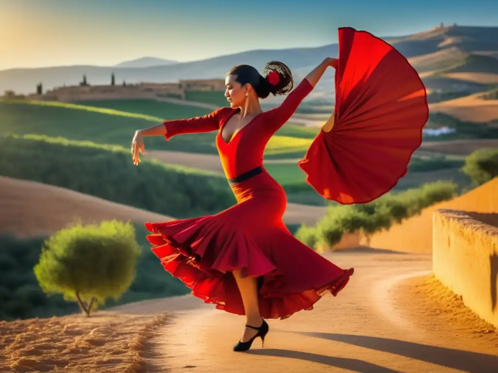 Escena impresionante de Andalucía, España: zapateado flamenco tradicional