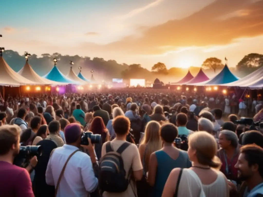 Mejores herramientas fotográficas para festivales: escena vibrante y llena de energía, capturada con detalle y realismo