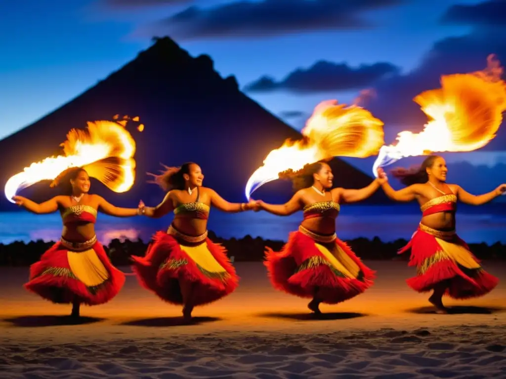 Celebración tradicional Festival de la Danza del Fuego en Samoa