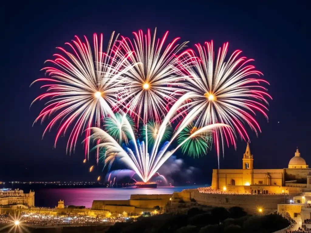 Festival de fuegos artificiales en Malta: Explosiones de color y emocionante espectáculo en el cielo nocturno