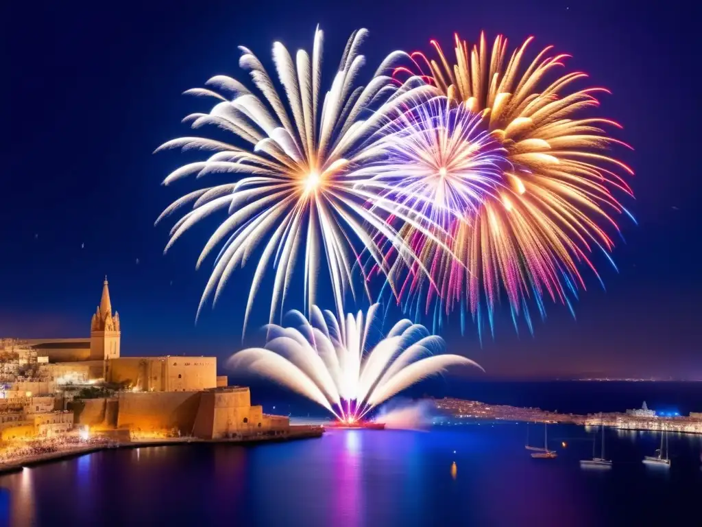 Festival Fuegos Artificiales Malta: noche estrellada, explosiones de colores y chispas danzantes, ¡una obra de arte pirotécnica!