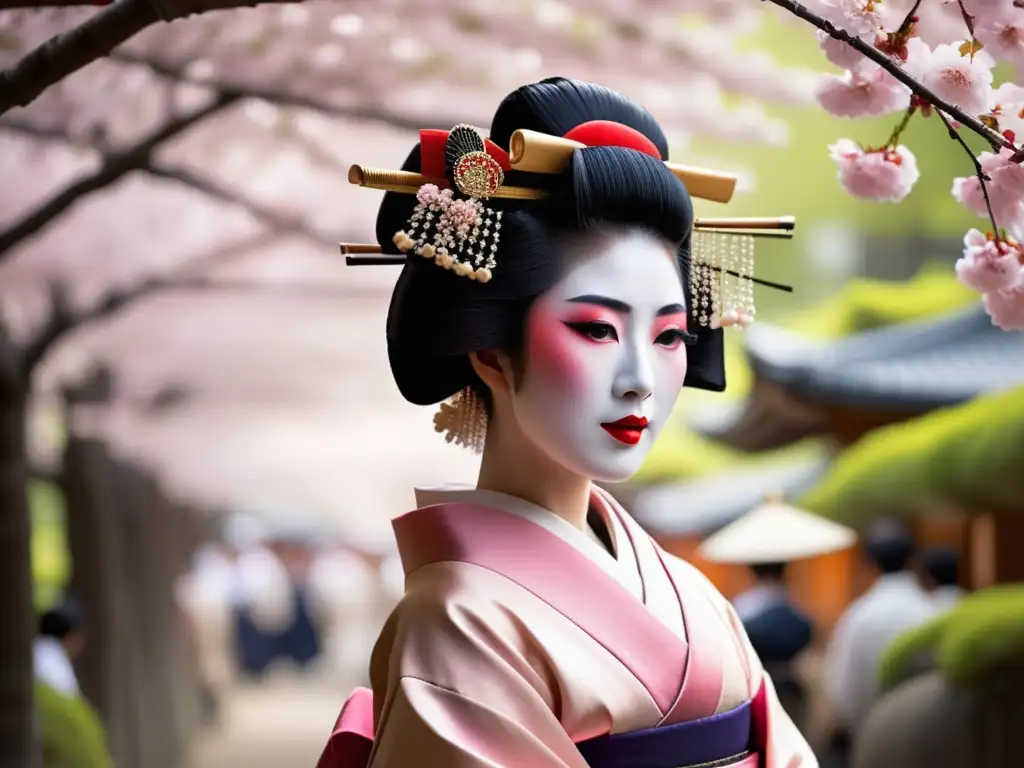 Geisha elegante en festival Gion Matsuri, significado de trajes tradicionales y encanto cultural