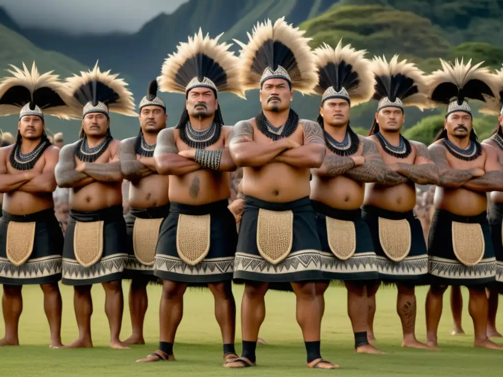 Haka Maorí, canto de guerra: imagen cautivadora de la danza tradicional de los Maoríes, resaltando su fuerza y significado cultural