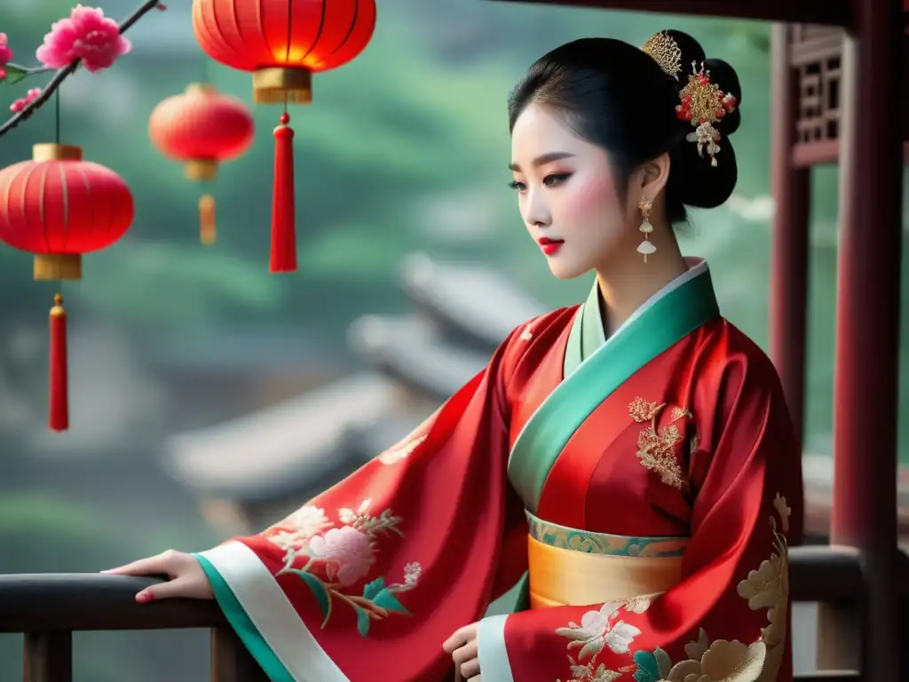 Significado simbólico de trajes tradicionales chinos: Detalles intrincados y elementos auspiciosos en una hermosa imagen de Hanfu