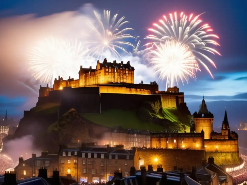 Festival tradicional en Edimburgo: Hogmanay, vista mágica del castillo y fuegos artificiales