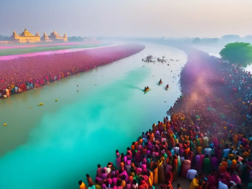 Imagen de la Yamuna River durante el festival Holi en India