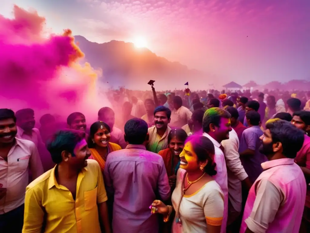 Foto festivales primavera color: Holi, alegría y explosión de pigmentos en una imagen deslumbrante