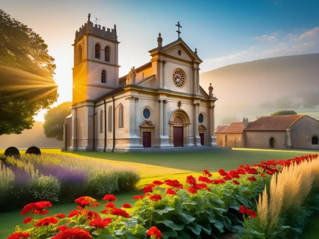 Iglesia europea antigua, belleza etérea con festivales tradicionales