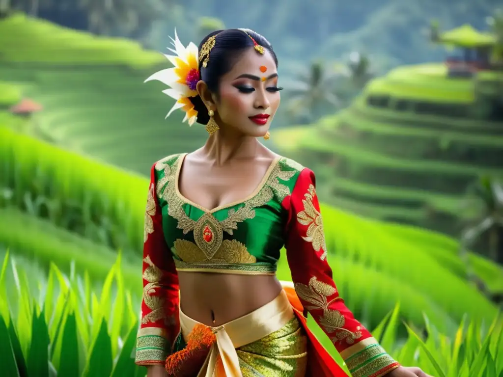 Bailarina balinesa con vestimenta tradicional, simbolismo y significado en Bali