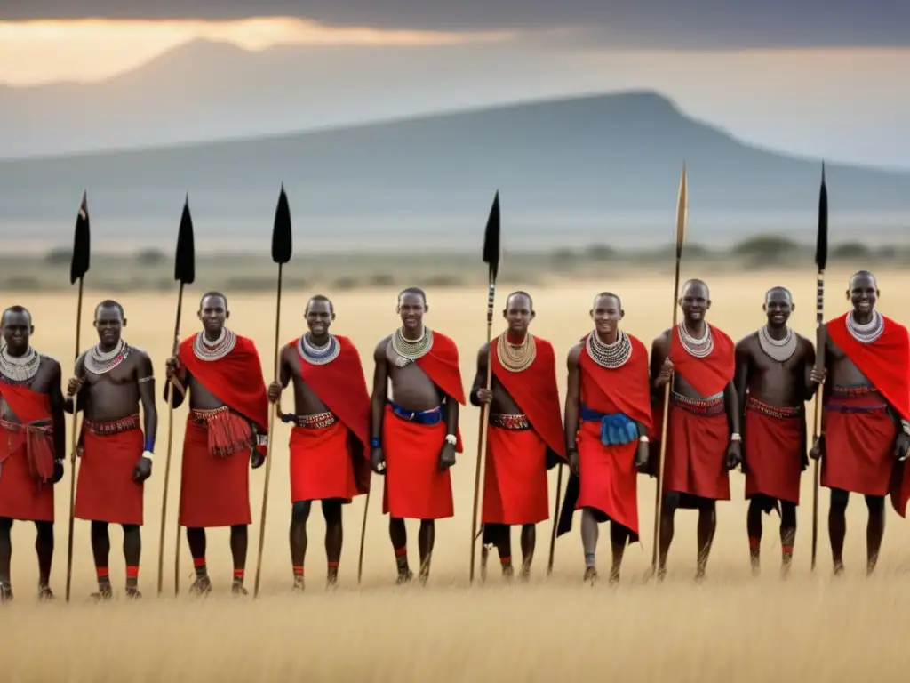 Escena cautivadora del ritual de caza de la tribu Maasai en África