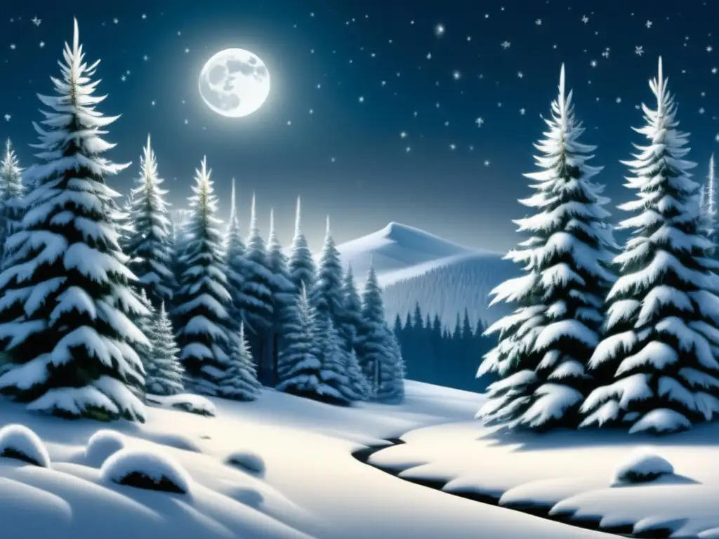 Paisaje invernal con bosque nevado y cabaña acogedora - Orígenes festividad Navidad: paganismo cristianismo