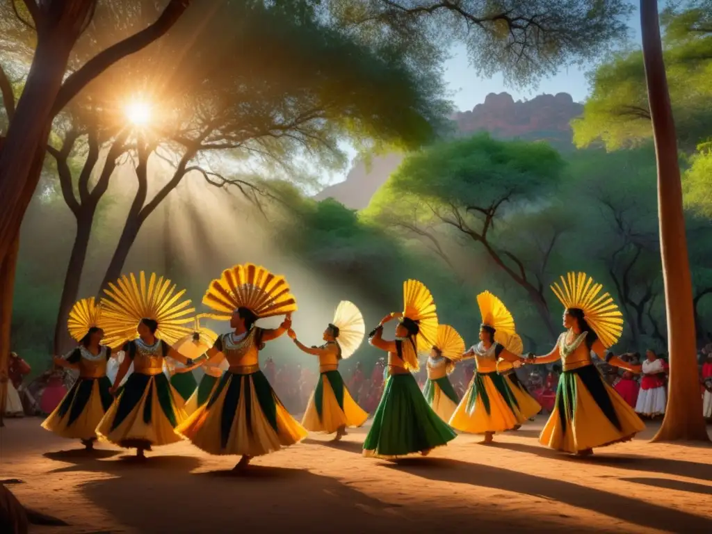 Celebración tradicional de danza en la naturaleza con danzantes Yaqui -