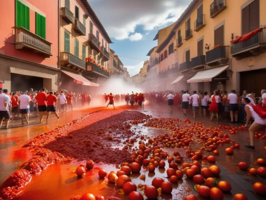 Historia y significado de La Tomatina: Una imagen vibrante y etérea que captura la esencia de este vibrante festival español