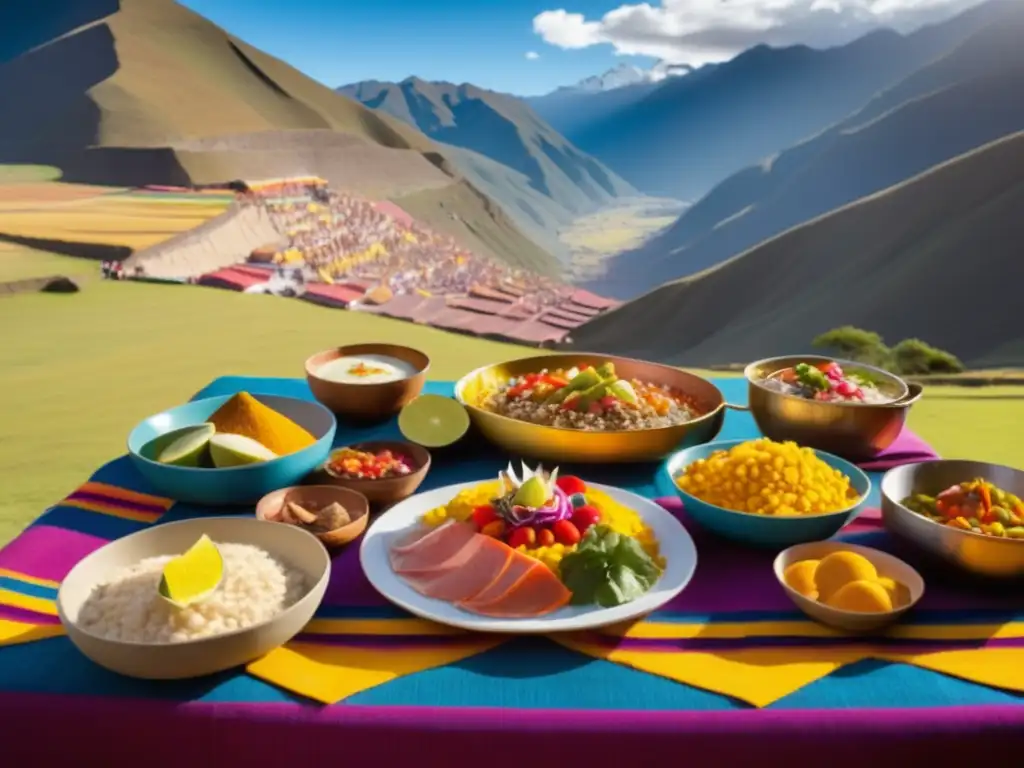 Comidas tradicionales en festival Inti Raymi en Perú