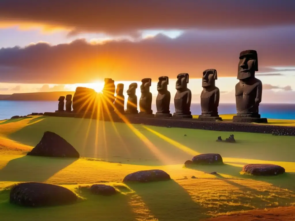 Festival música Isla Pascua tradición: Majestuosidad de la Isla de Pascua al atardecer