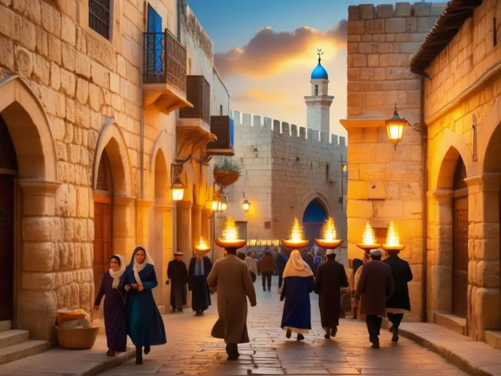 Celebración de Hanukkah en las vibrantes calles de Jerusalén - Festivales judíos tradicionales mundo