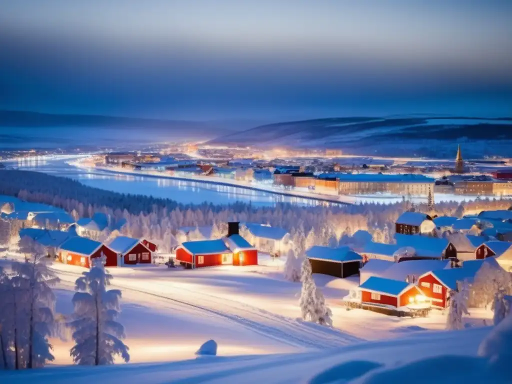 Festival de la Nieve en Kiruna, Suecia: ciudad encantadora, paisaje nevado, casas de colores pastel, esculturas de nieve mágicas