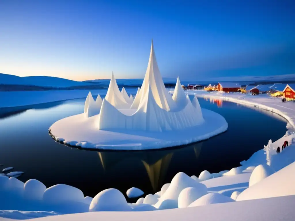 Escena invernal del Festival de la Nieve en Kiruna, Suecia: arte y diversión bajo cero