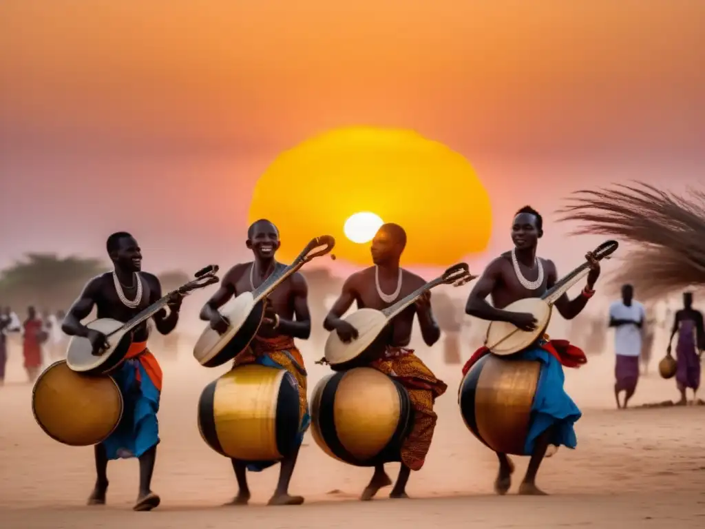 Festival música Kora Gambia: Vibrante imagen etérea captura esencia del festival