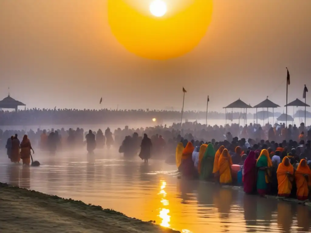 Celebraciones religiosas tradicionales globales en el vibrante y etéreo festival Kumbh Mela en India