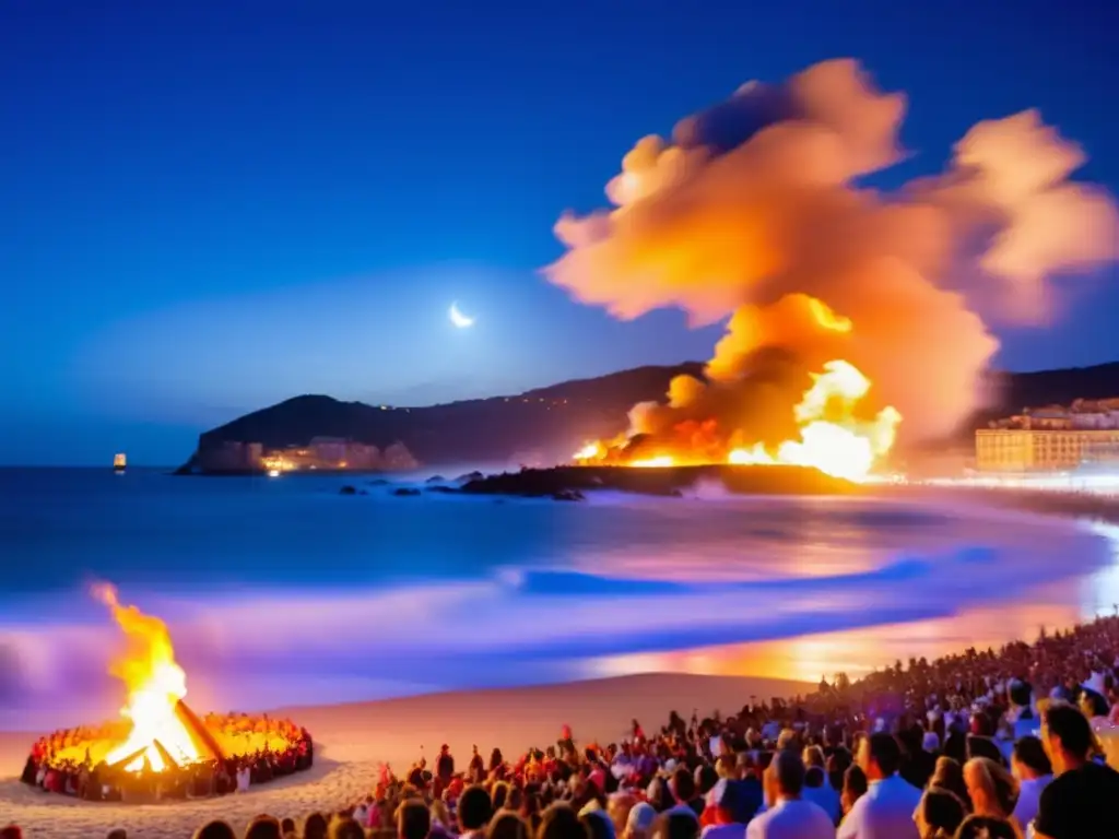 Festival La Noche de San Juan en A Coruña, España - Celebración mágica en la playa con fuego, música y alegría