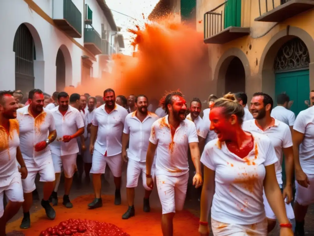 Festival de La Tomatina en Buñol: una vibrante calle española llena de color y tradición