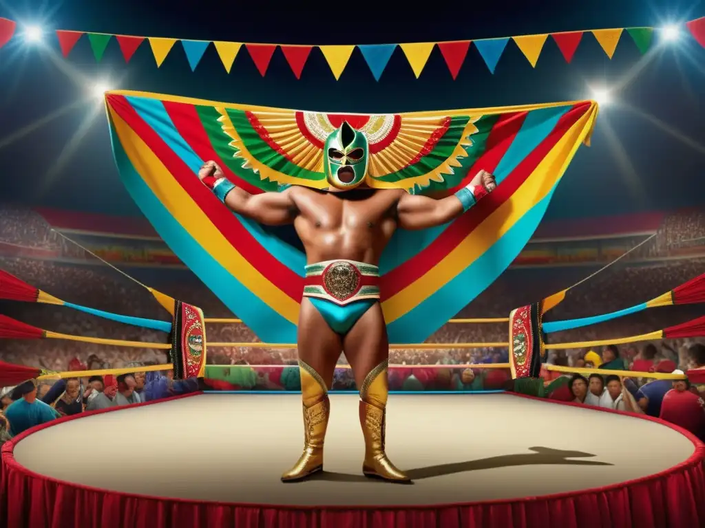 Luchador destacado en vibrante arena: Origen trajes festivales lucha libre