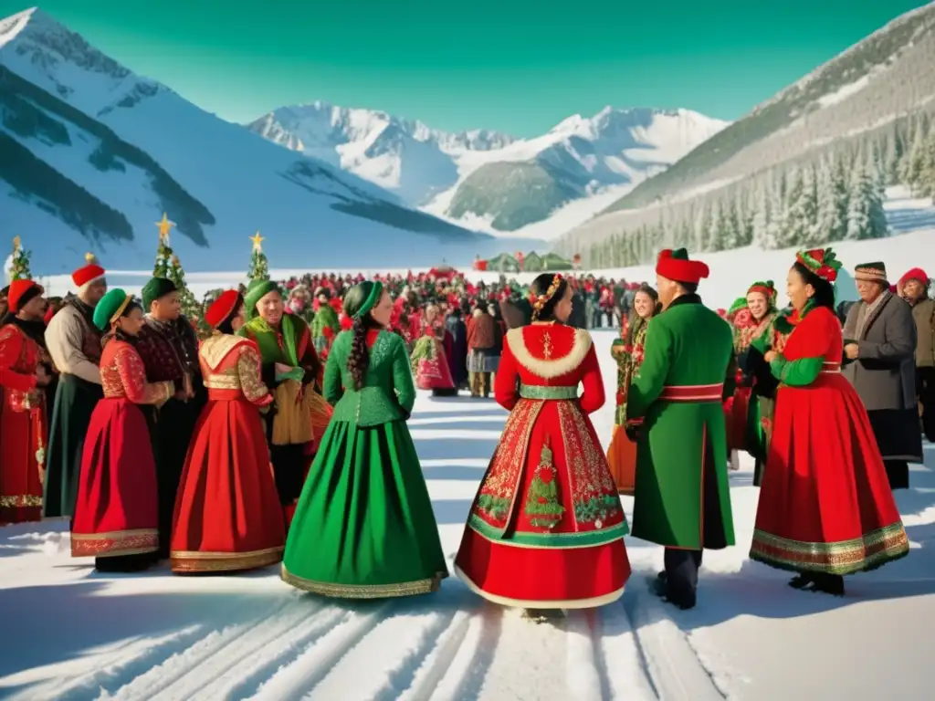 Celebración navideña con trajes tradicionales y paisajes nevados - Origen y significado de la indumentaria en las fiestas navideñas