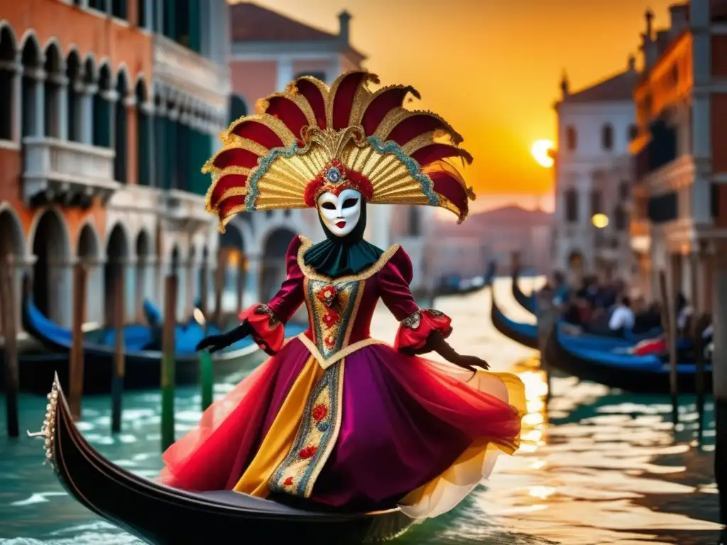 Festivales interculturales tradicionales en Venecia, con máscaras, trajes y canales mágicos