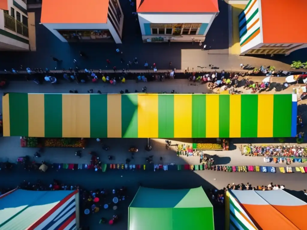 Gastronomía festividades tradicionales mundo: vibrante mercado callejero en Río de Janeiro durante el Carnaval, lleno de colores y energía