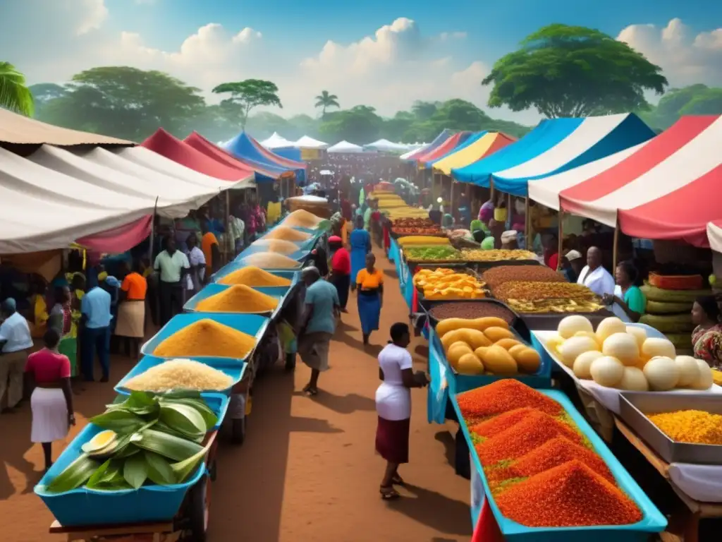 Mercado de comida en el Festival de la Música del Congo: Rumba africana y tradiciones