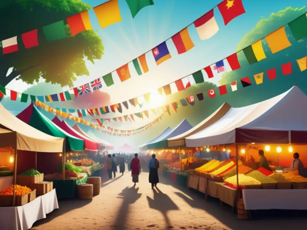 Mercados de comida en festivales internacionales de comidas tradicionales