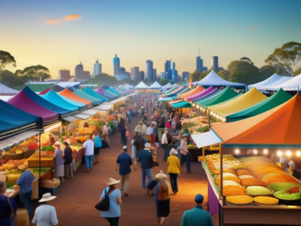 Mercado de comida tradicional en festival en Australia