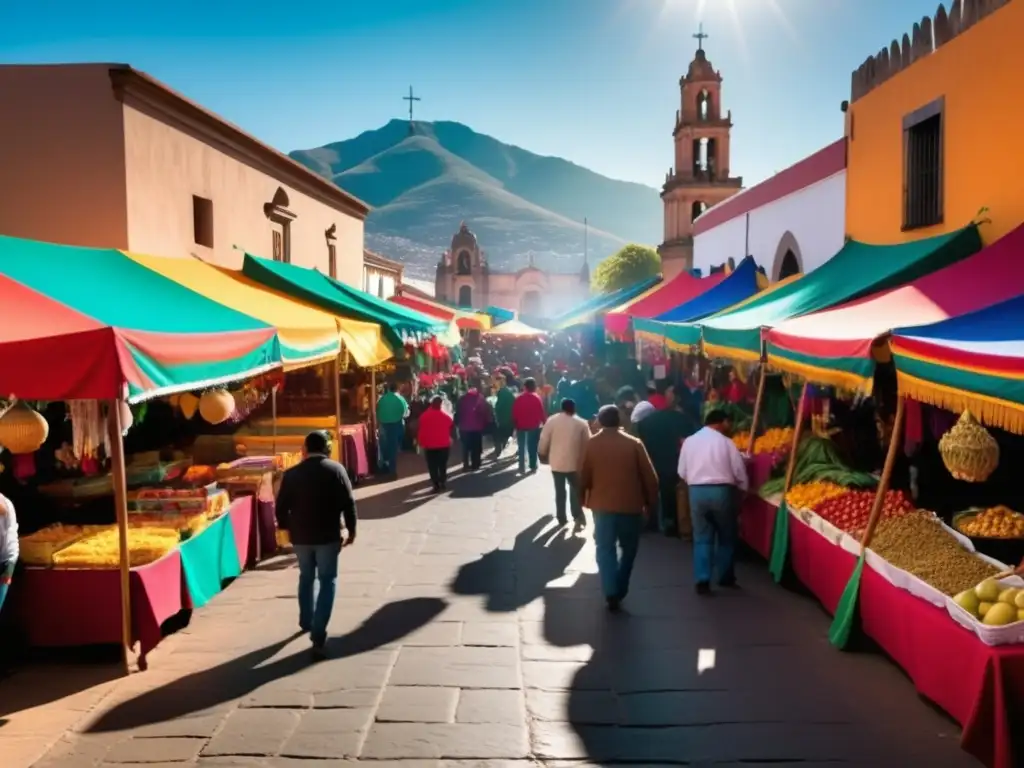 Fiesta de la Virgen de Guadalupe en un mercado mexicano vibrante