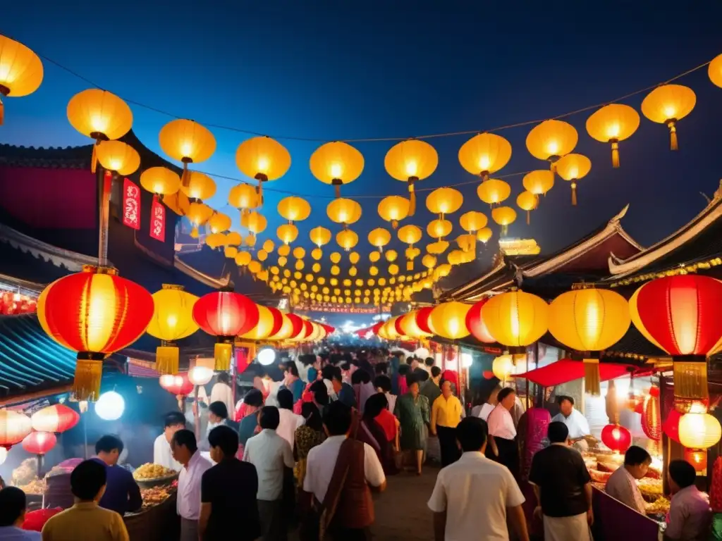 Mercados nocturnos de Asia: Sabores exóticos, aromas especiados y tradiciones culinarias en un festival de comidas tradicionales